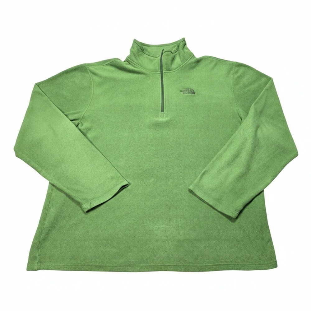 The North Face Men's Large Green Polartec Fleece 1/4 Zip Pullover Jacket Classic